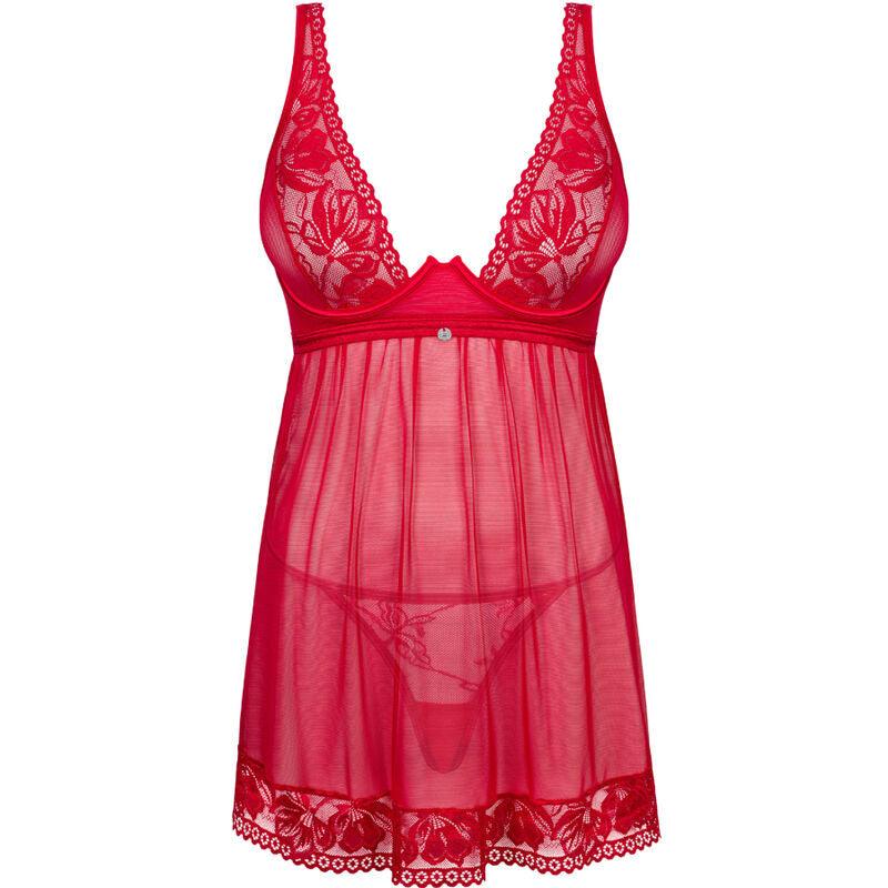 obsessive lacelove babydoll e tanga rosso xs s