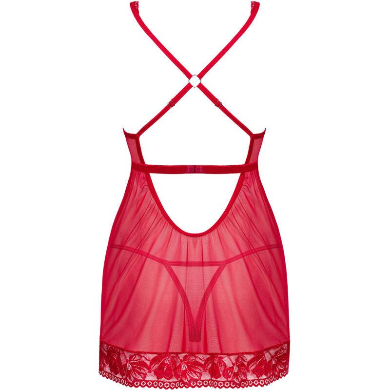 obsessive lacelove babydoll e tanga rosso xs s