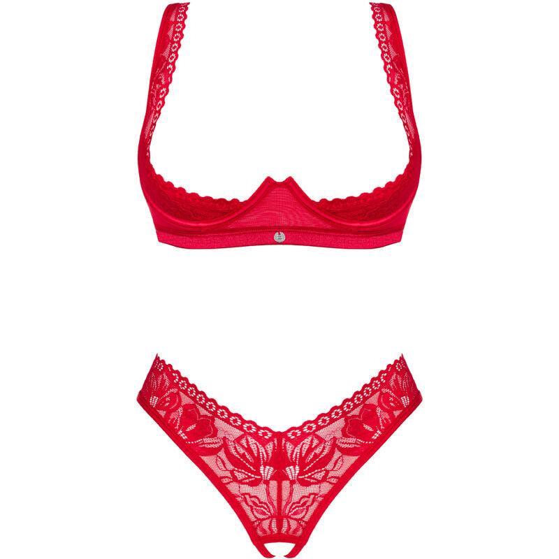 obsessive set lacelove due pezzi cupless rosso xs s