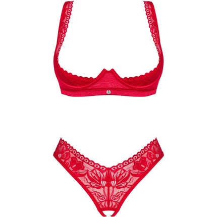 obsessive set lacelove due pezzi cupless rosso xs s