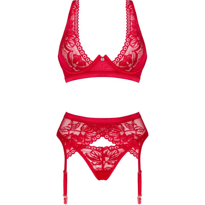 obsessive set lacelove tre pezzi rosso xs s