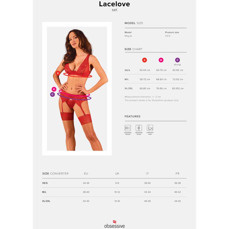 obsessive set lacelove tre pezzi rosso xs s