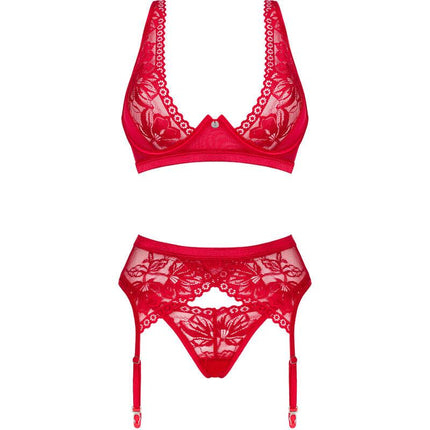 obsessive set lacelove tre pezzi rosso xs s