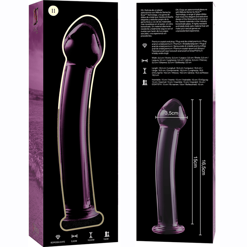 nebula series by ibiza modello 11 dildo in vetro borosilicato trasparente 16 cm o 3 cm