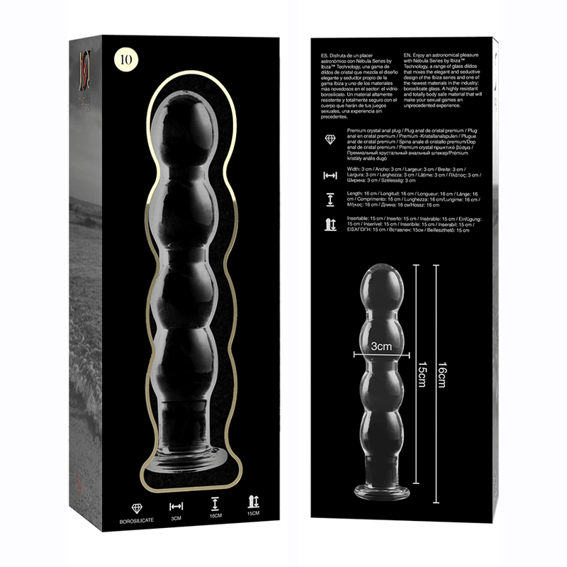 nebula series by ibiza modello 10 dildo in vetro borosilicato trasparente 16 5 cm o 3 5 cm