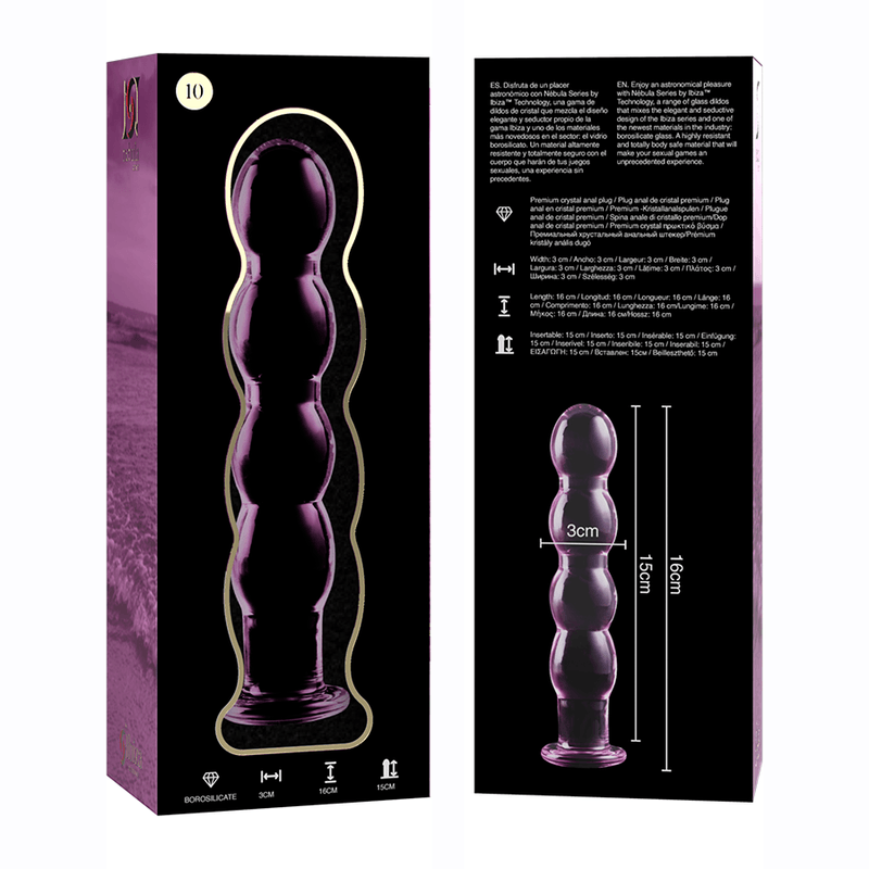 nebula series by ibiza modello 10 dildo in vetro borosilicato trasparente 16 5 cm o 3 5 cm