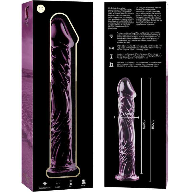 nebula series by ibiza modello 12 dildo in vetro borosilicato trasparente 17 cm o 3 5 cm