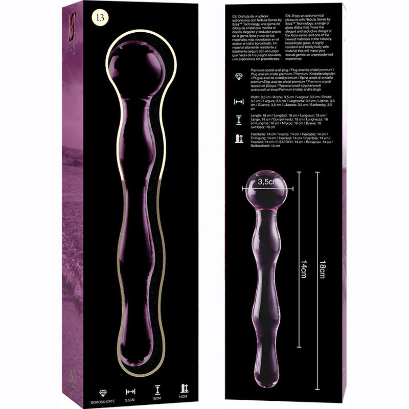 nebula series by ibiza modello 13 dildo in vetro borosilicato trasparente 18 cm o 3 5 cm