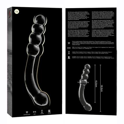 nebula series by ibiza modello 14 dildo in vetro borosilicato trasparente 18 5 cm o 3 cm