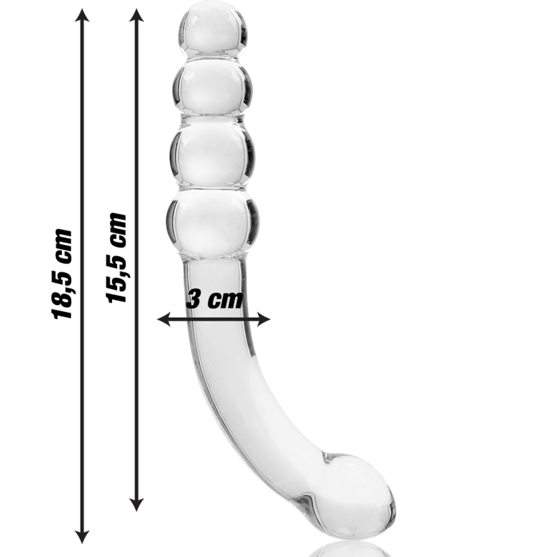 nebula series by ibiza modello 14 dildo in vetro borosilicato trasparente 18 5 cm o 3 cm