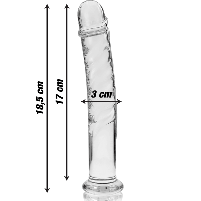 nebula series by ibiza modello 16 dildo in vetro borosilicato trasparente 18 5 cm o 3 cm