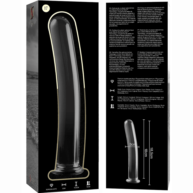 nebula series by ibiza modello 17 dildo in vetro borosilicato trasparente 18 5 cm o 3 cm