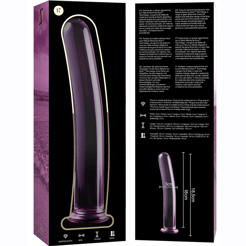 nebula series by ibiza modello 17 dildo in vetro borosilicato trasparente 18 5 cm o 3 cm