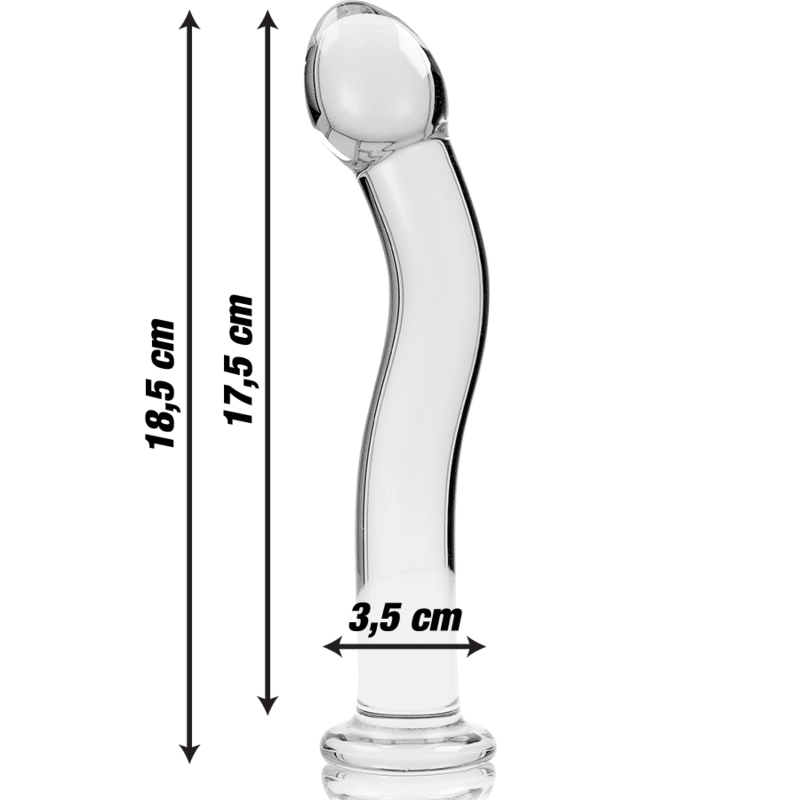 nebula series by ibiza modello 18 dildo in vetro borosilicato trasparente 18 5 cm o 3 5 cm