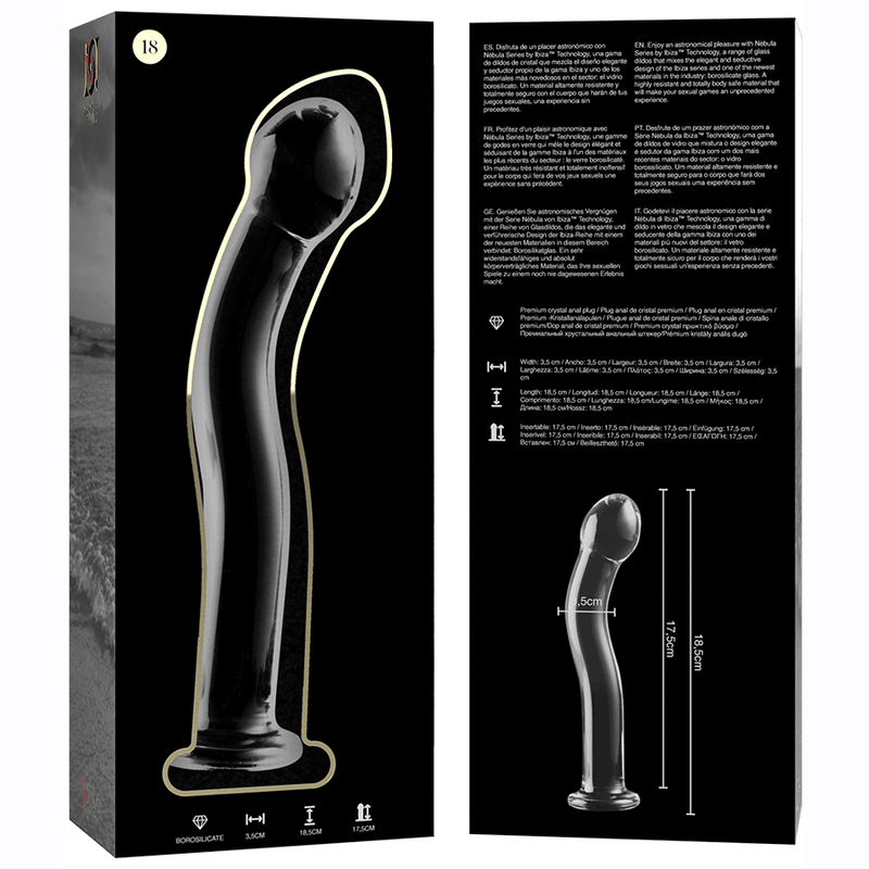 nebula series by ibiza modello 18 dildo in vetro borosilicato trasparente 18 5 cm o 3 5 cm