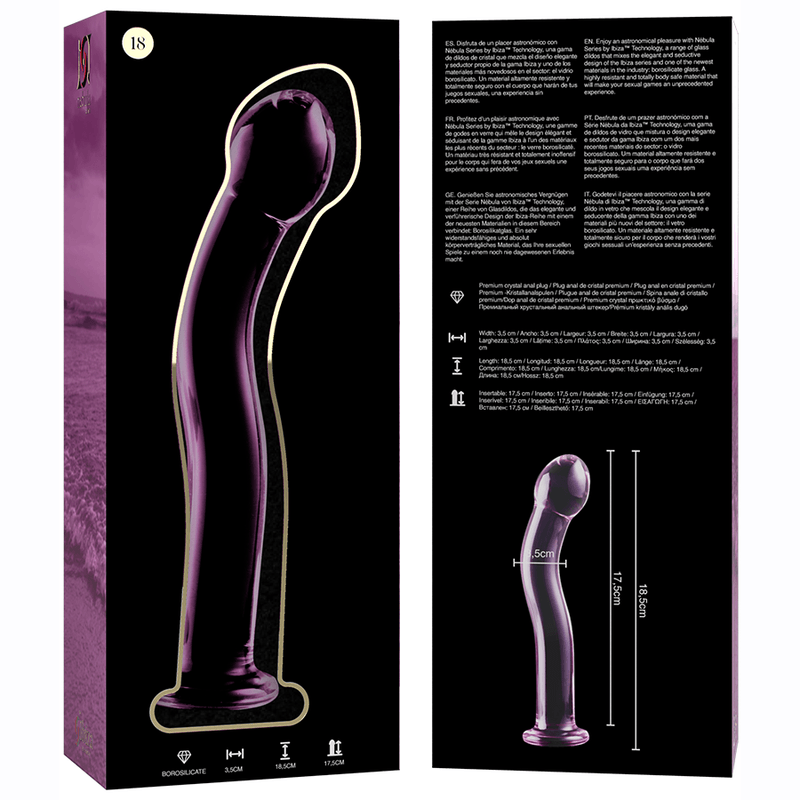 nebula series by ibiza modello 18 dildo in vetro borosilicato trasparente 18 5 cm o 3 5 cm