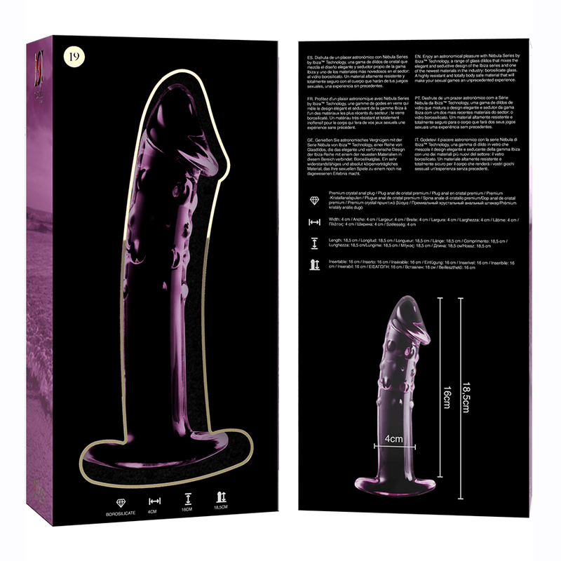 nebula series by ibiza modello 19 dildo in vetro borosilicato trasparente 18 5 cm o 4 cm