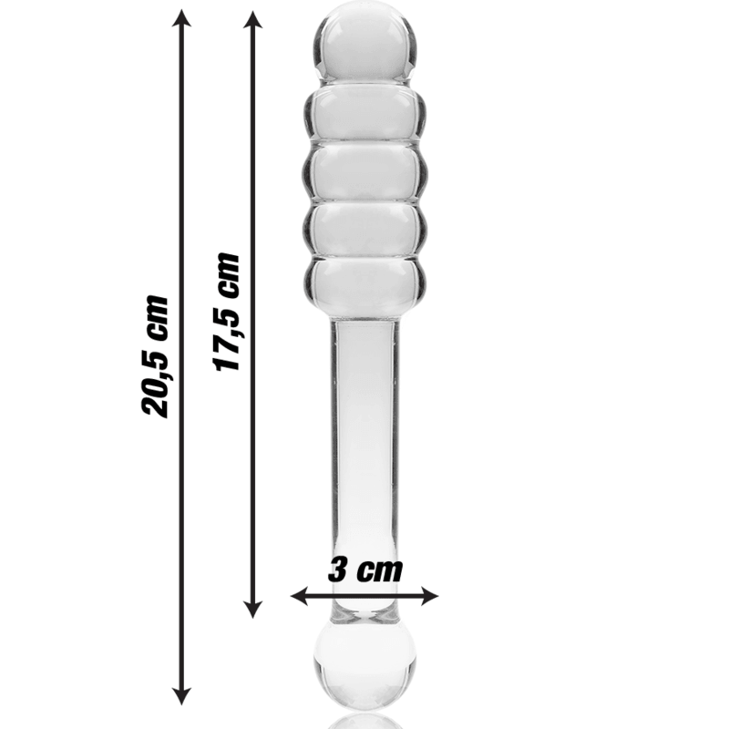 nebula series by ibiza modello 20 dildo in vetro borosilicato trasparente 20 5 cm o 3 cm