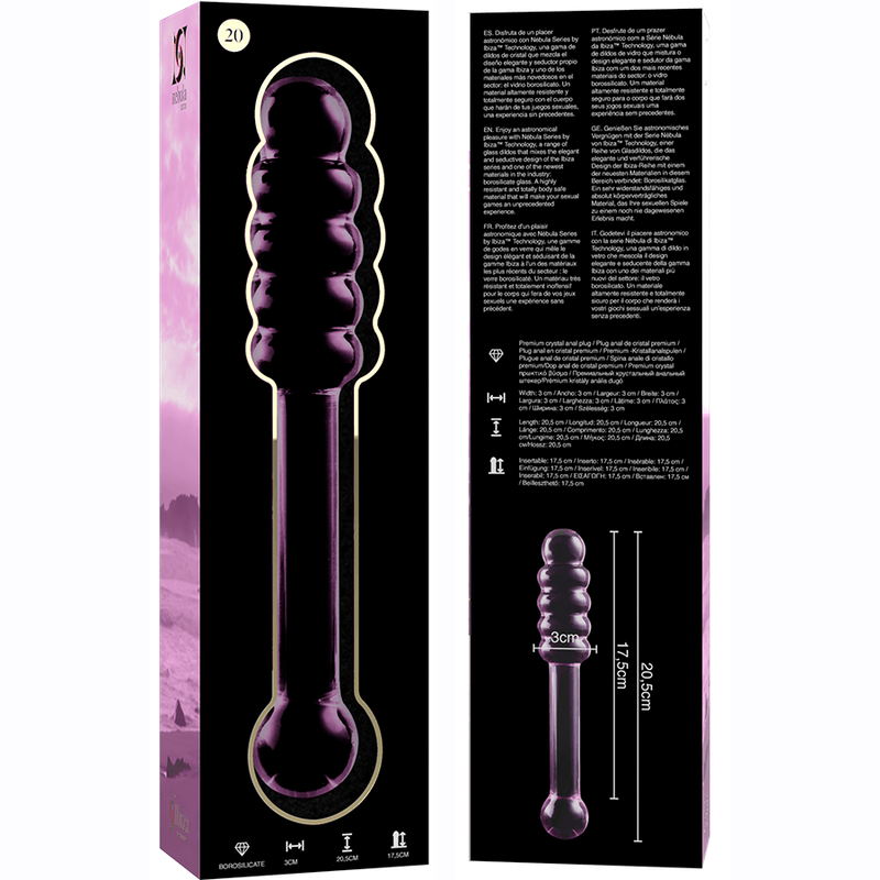 nebula series by ibiza modello 20 dildo in vetro borosilicato trasparente 20 5 cm o 3 cm