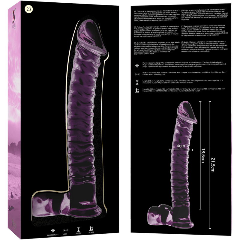 nebula series by ibiza modello 23 dildo in vetro borosilicato trasparente 21 5 cm o 4 cm