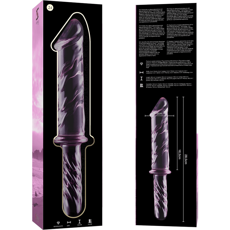 nebula series by ibiza modello 24 dildo in vetro borosilicato trasparente 28 5 cm o 5 cm