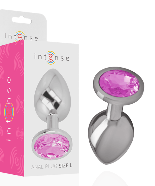 intense plug anale in metallo alluminio con cristallo rosa misura l