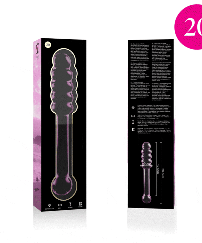 nebula series by ibiza modello 20 dildo in vetro borosilicato trasparente 20 5 cm o 3 cm