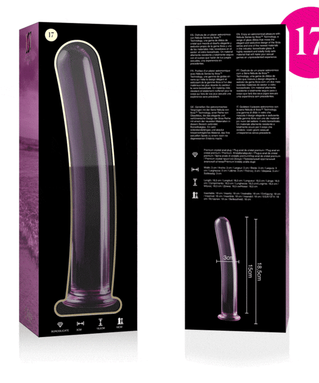 nebula series by ibiza modello 17 dildo in vetro borosilicato trasparente 18 5 cm o 3 cm
