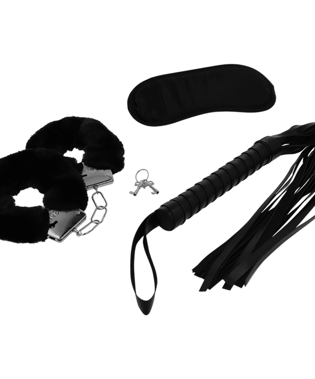 intense fetish playset erotico 1 con manette maschera cieca e flogger