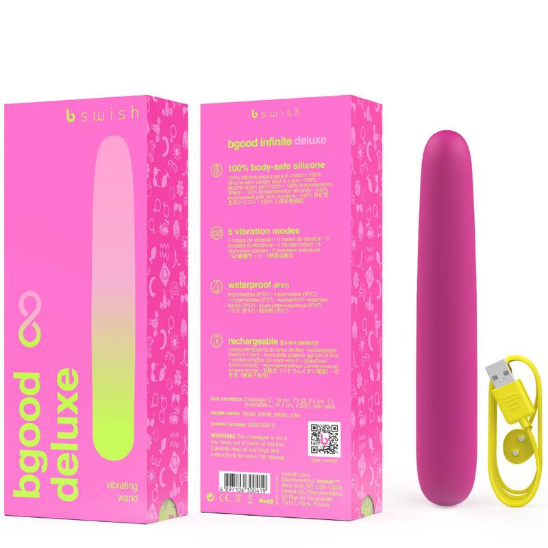 b swish bgood infinite deluxe vibratore ricaricabile in silicone rosa