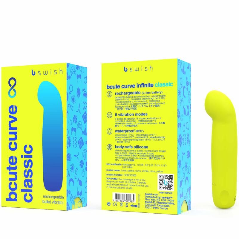 b swish bcute curve infinite classic vibratore in silicone ricaricabile giallo