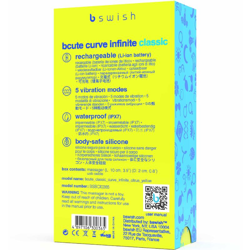 b swish bcute curve infinite classic vibratore in silicone ricaricabile giallo