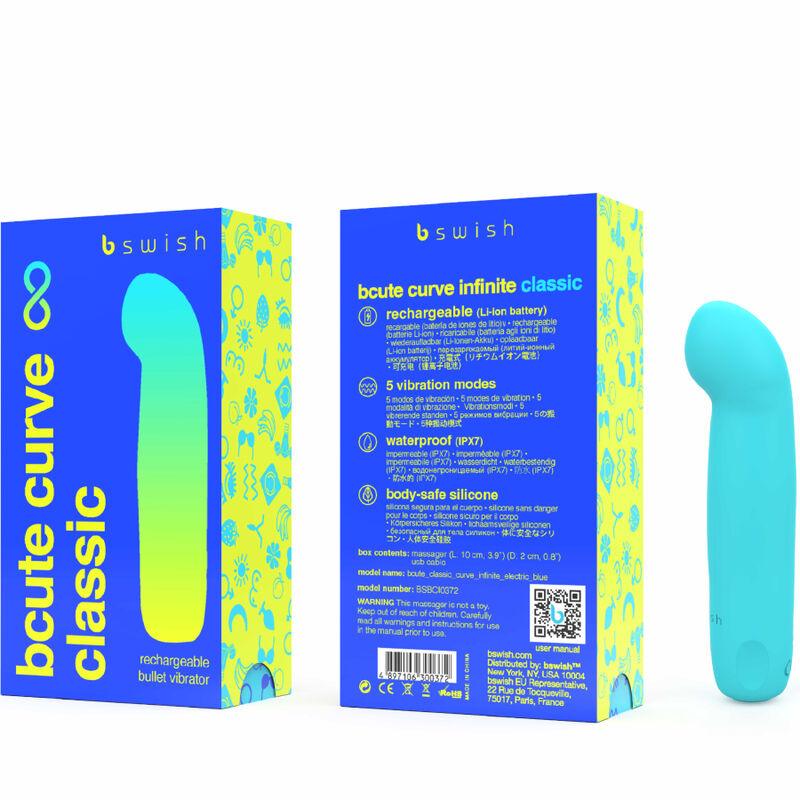 b swish bcute curve infinite classic vibratore ricaricabile in silicone blu