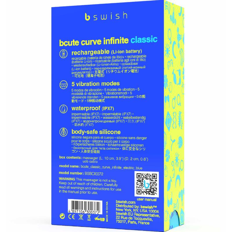 b swish bcute curve infinite classic vibratore ricaricabile in silicone blu