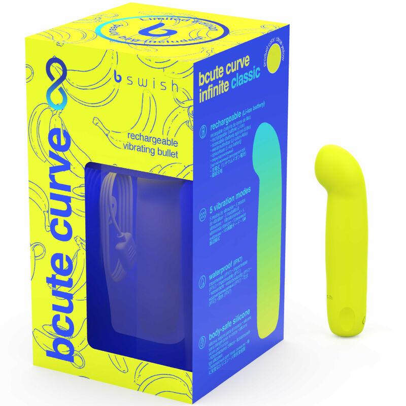 b swish bcute curve infinite classic vibratore in silicone ricaricabile edizione limitata giallo