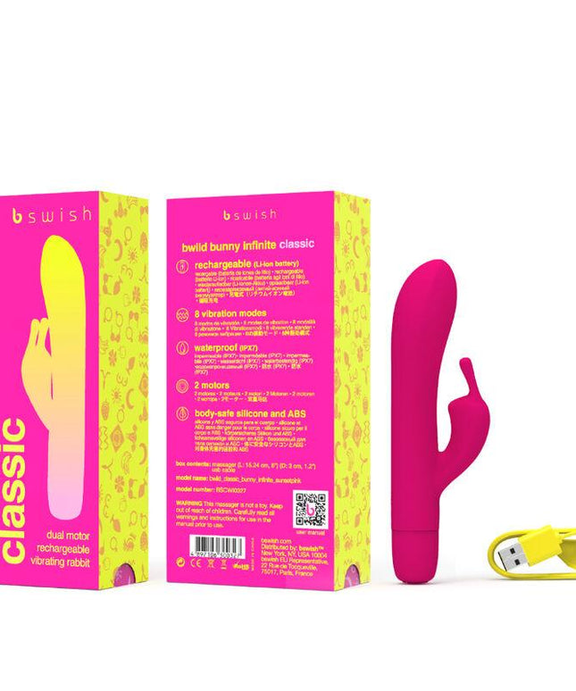 b swish bwild bunny infinite classic vibratore ricaricabile in silicone rosa
