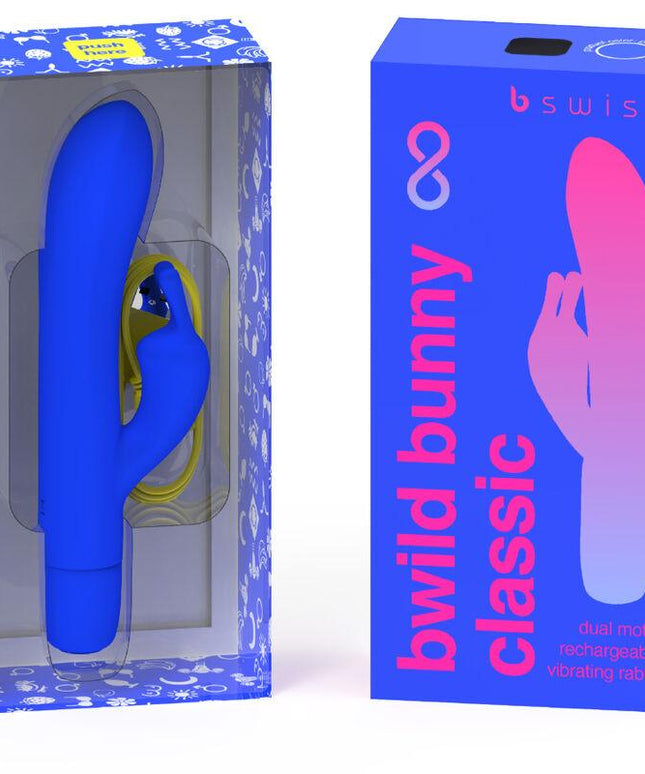 b swish bwild bunny infinite classic vibratore ricaricabile in silicone blu