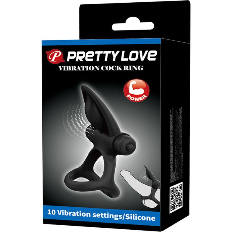 pretty love anello vibrante 10 vibrazioni in silicone nero