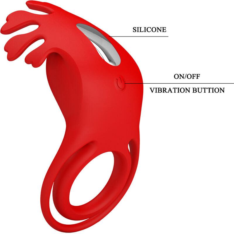 pretty love anello vibratore ruben 7 vibrazioni in silicone rosso