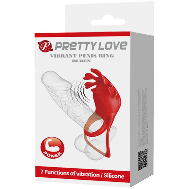 pretty love anello vibratore ruben 7 vibrazioni in silicone rosso