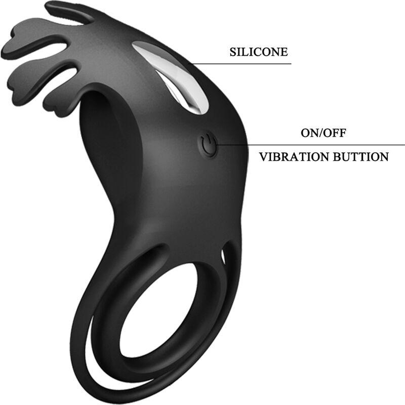 pretty love anello vibratore ruben 7 vibrazioni in silicone nero