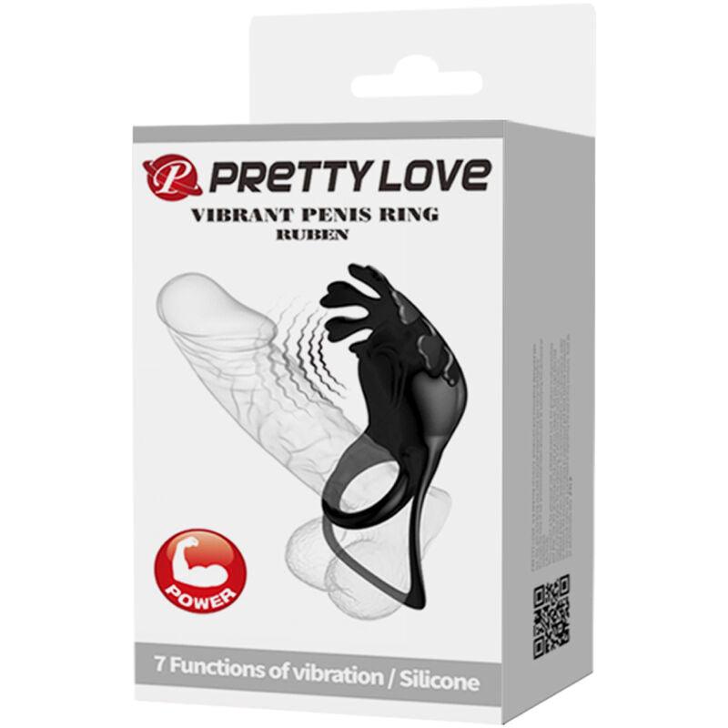 pretty love anello vibratore ruben 7 vibrazioni in silicone nero