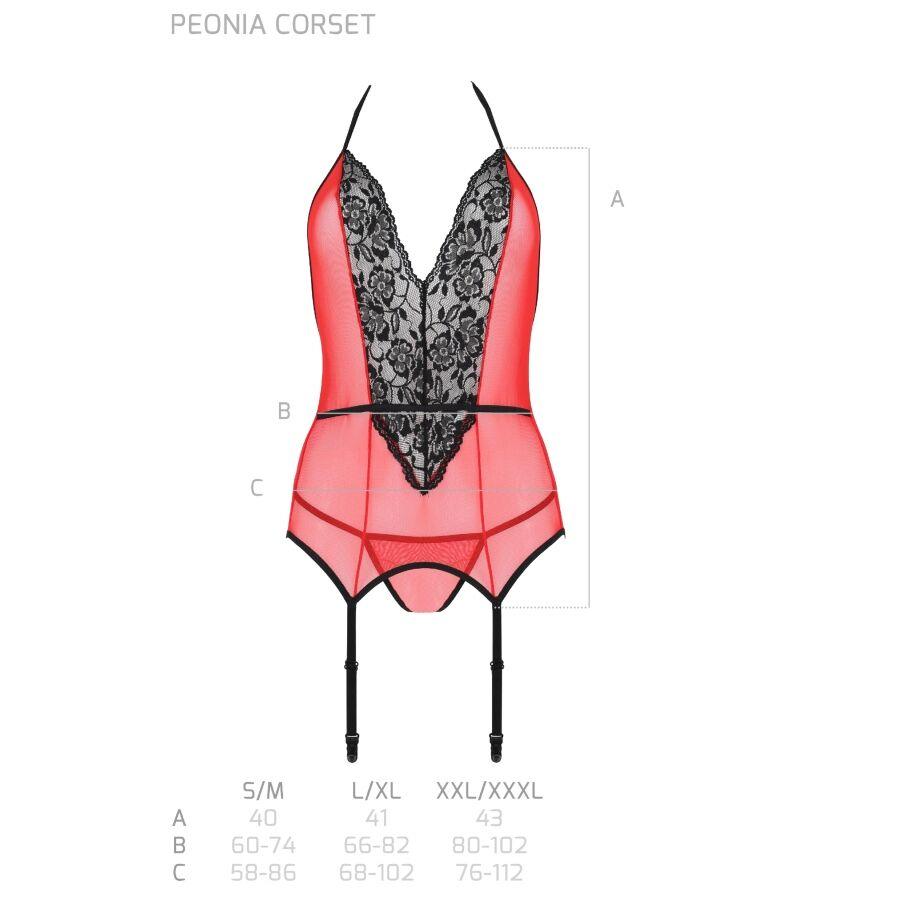 passion corsetto peonia linea erotica rosso s m