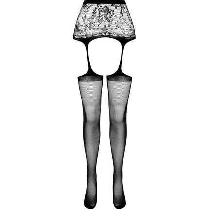 passion s028 collant nero con giarrettiera taglia unica
