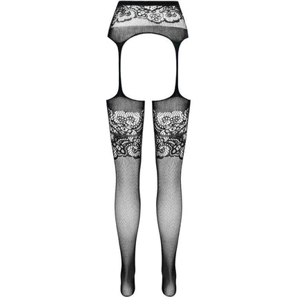 passion s029 collant nero con giarrettiera taglia unica