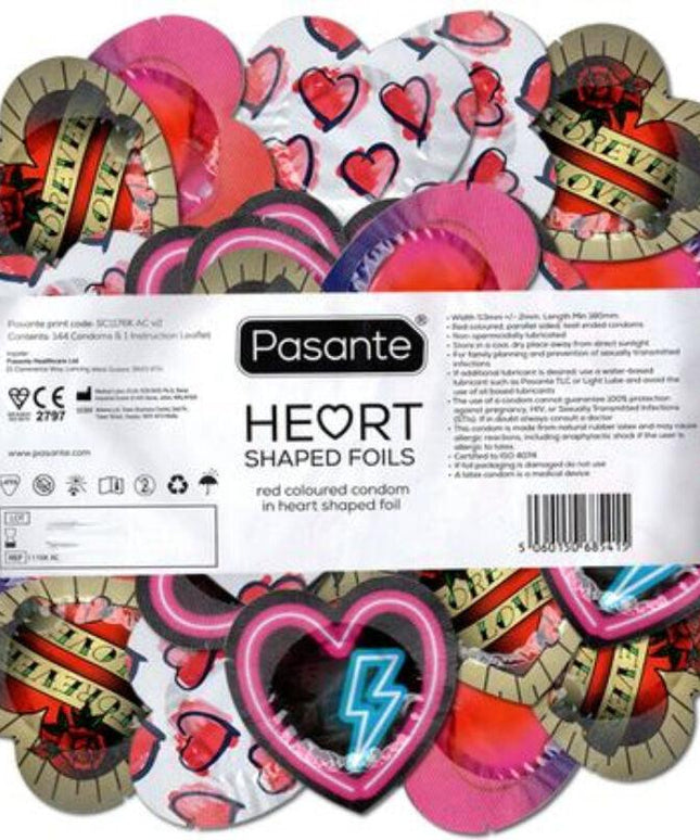 pasante preservativi rosso a forma di cuore 144 unit