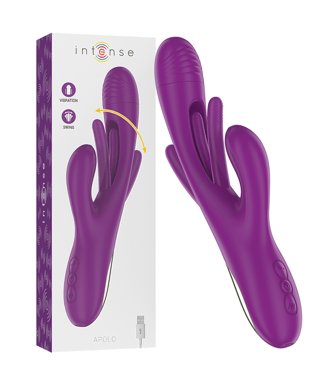 intense apolo vibratore multifunzione ricaricabile 7 vibrazioni con lingua oscillante viola