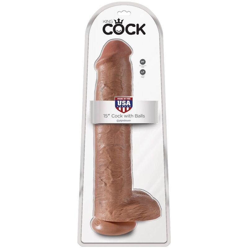 king cock pene realistico con sfere 34 2 cm caramel