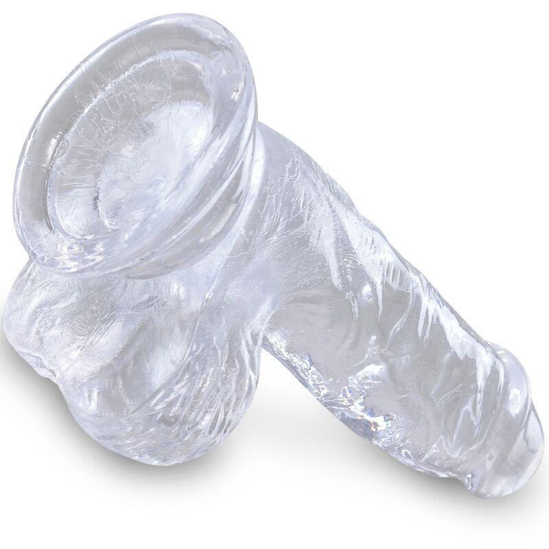 king cock clear pene realistico con sfere 10 1 cm trasparente