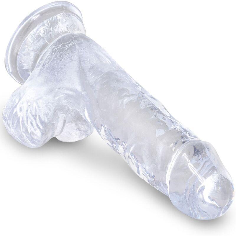 king cock clear pene realistico con sfere 10 1 cm trasparente